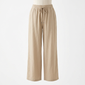 AI concept of sand wide-leg trousers, front view