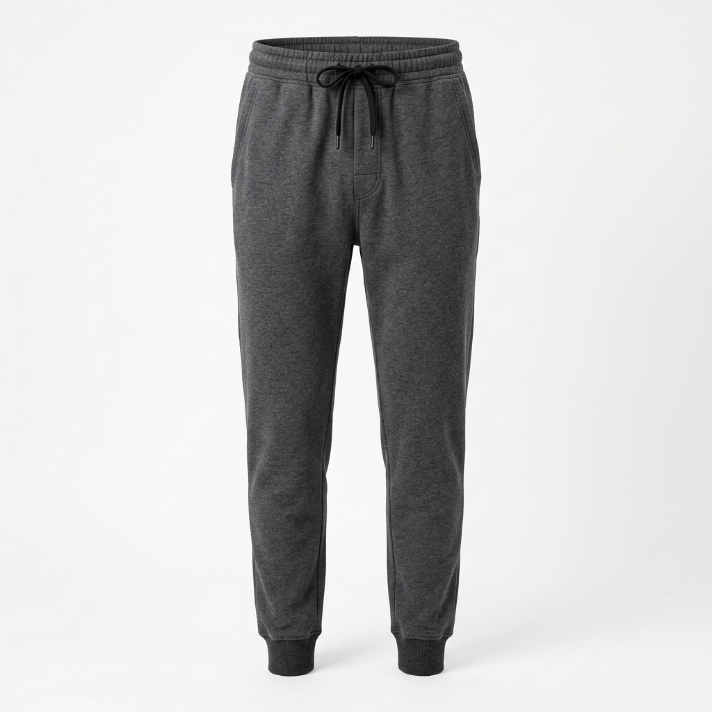 AI concept of charcoal tapered joggers, front view