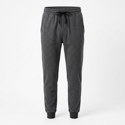 AI concept of charcoal tapered joggers, front view