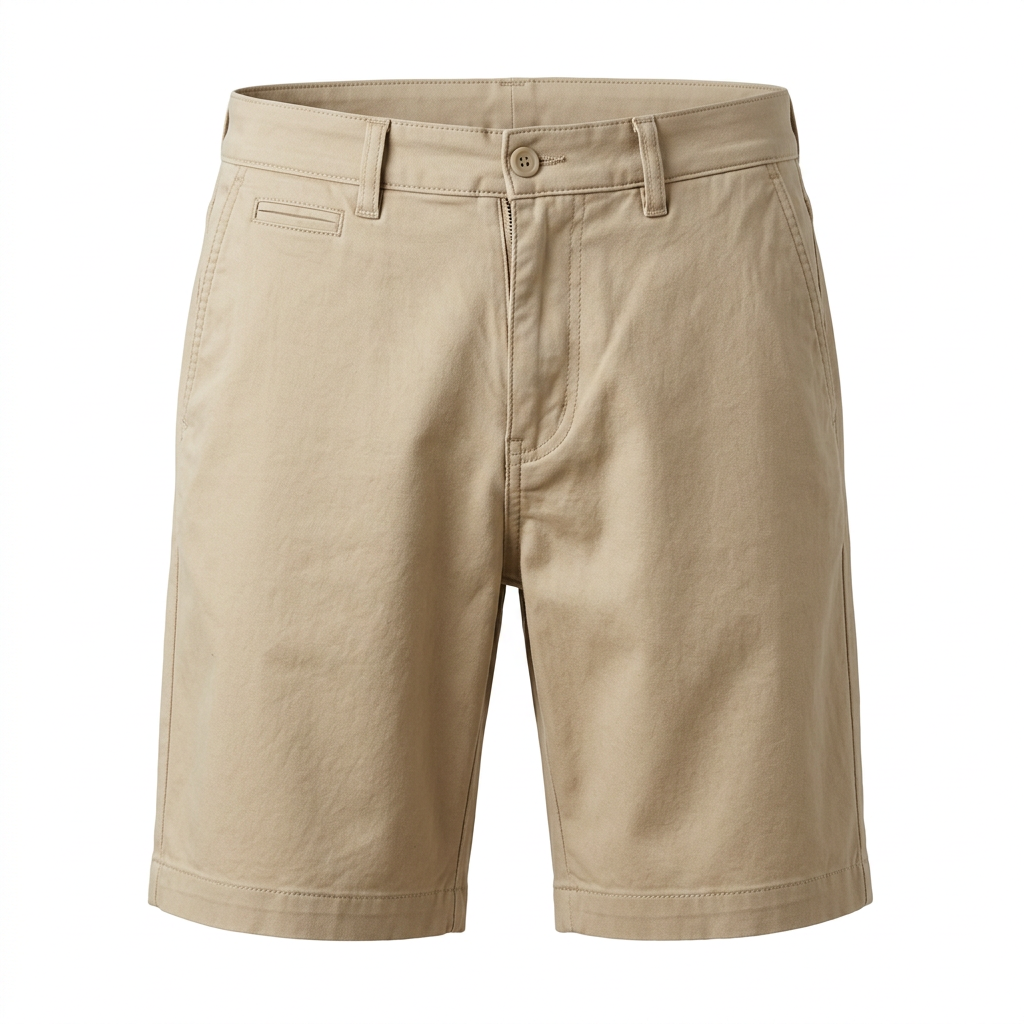 AI concept of beige chino shorts, front view