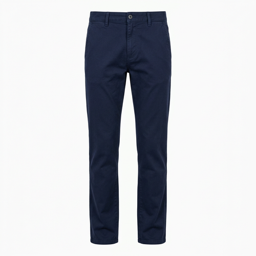 AI concept of navy straight-leg chino trousers, front view